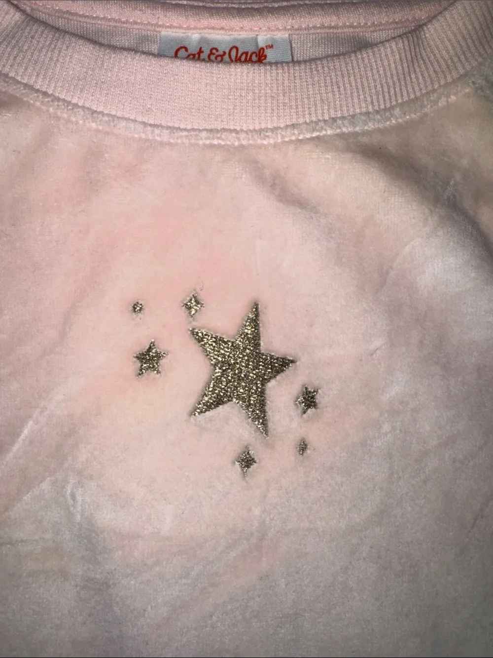 Cat & Jack Pink Velvet Star Crewneck Sweatshirt